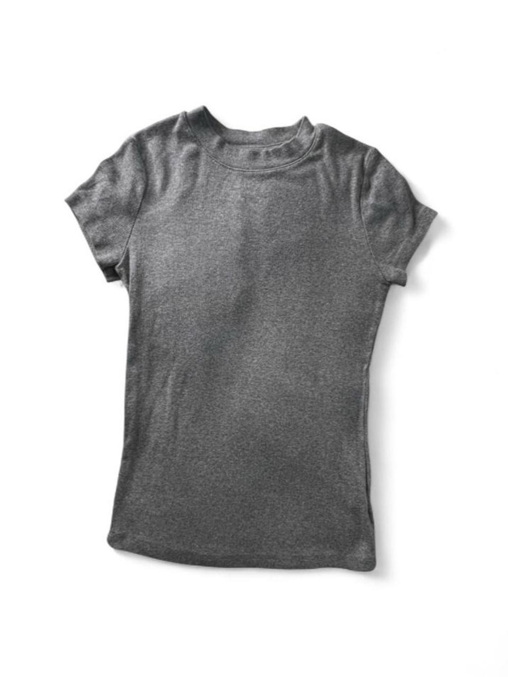 A New Day Women’s Mock Neck Ribbed Tee Light Grey Size S